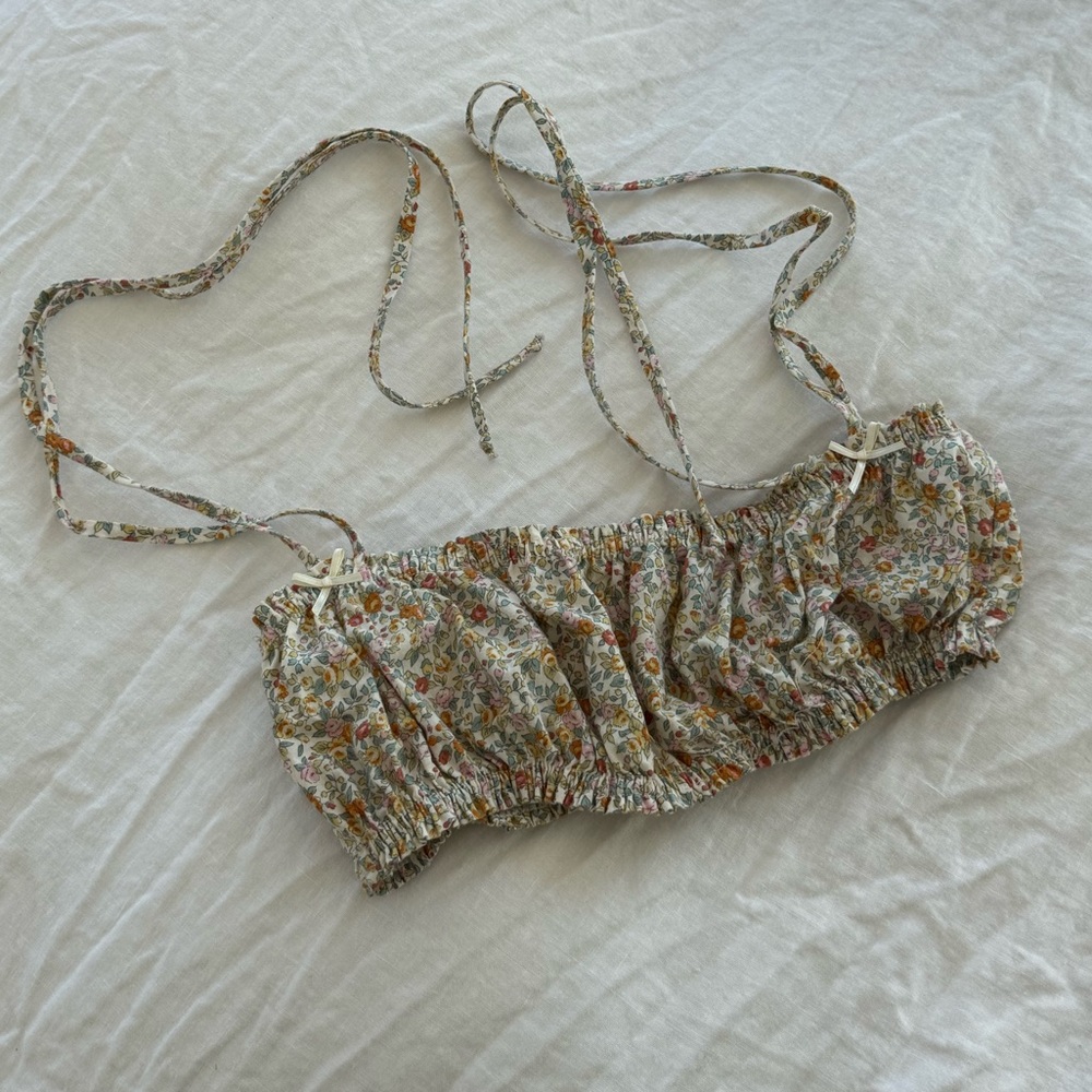 ARE YOU AM I NAI BANDEAU CROP TOP FLORAL Size S